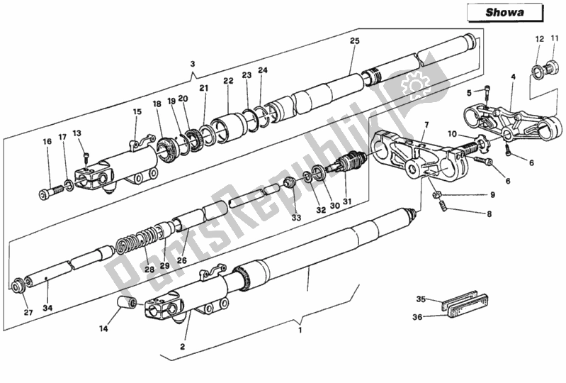 All parts for the Front Fork of the Ducati Supersport 900 SS USA 1997